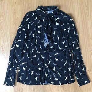 🐈‍⬛ 🐈‍⬛🐈‍⬛ Button down shirt Max Studio Cat print 🐈‍⬛
